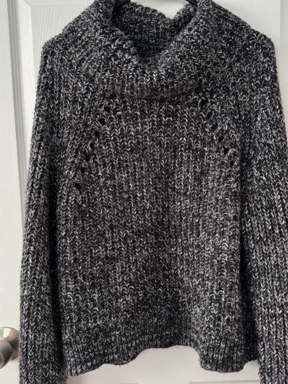 Kendall & Kylie Black and White Marled Cowl Turtleneck Sweater